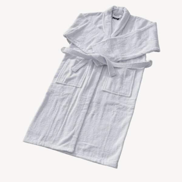 White Shawl Collar Bathrobe - Image 3